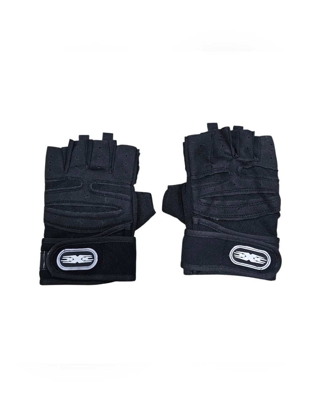 Black Half Finger Weight Lifting Gloves with Wrist Wrap Support, Pair (2) NEW
